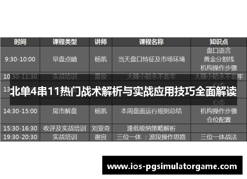 北单4串11热门战术解析与实战应用技巧全面解读
