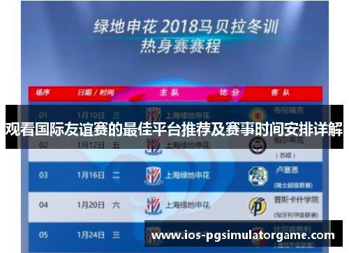观看国际友谊赛的最佳平台推荐及赛事时间安排详解 观看国际友谊赛的最佳平台推荐及赛事时间安排详解